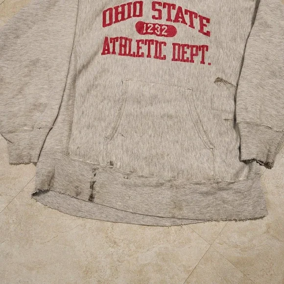 VTG 80s Champion Reverse Weave Warmup Ohio State Mens L Large Hoodie USA Thrash